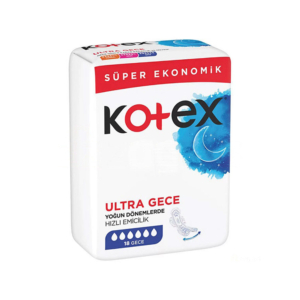 نوار بهداشتی Kotex ویژه شب مدل ULTRA تعداد 18 عددی