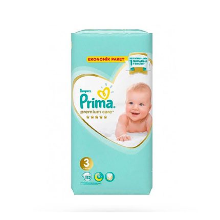 پوشک Prima سایز 3 مدل premium care بسته 52 عددی