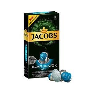 کپسول قهوه بدون کافئین جاکوبز مدل Lungo 6 Decaffeinato بسته 10 عددی